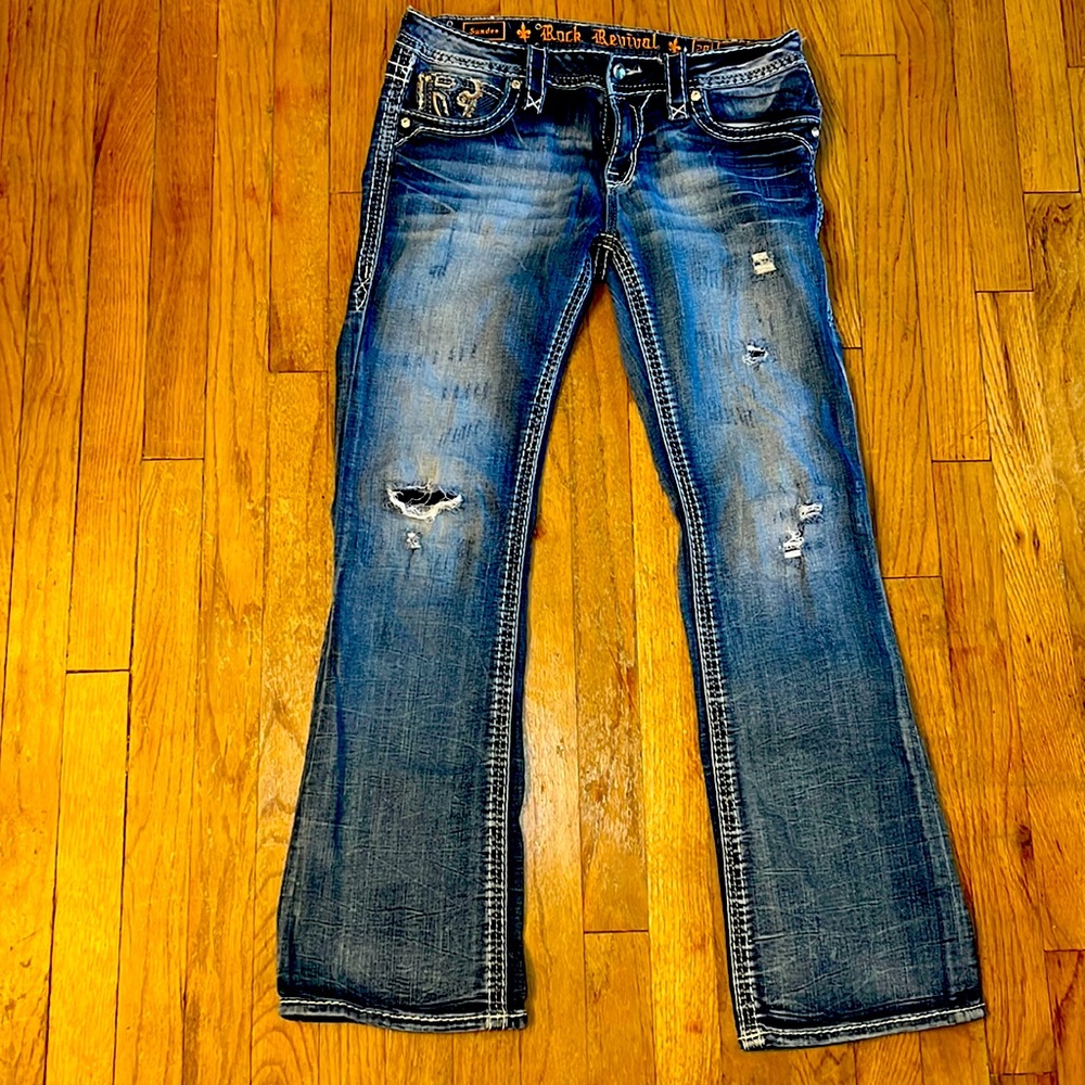 Light wash, Distressed Rock Revival, 29